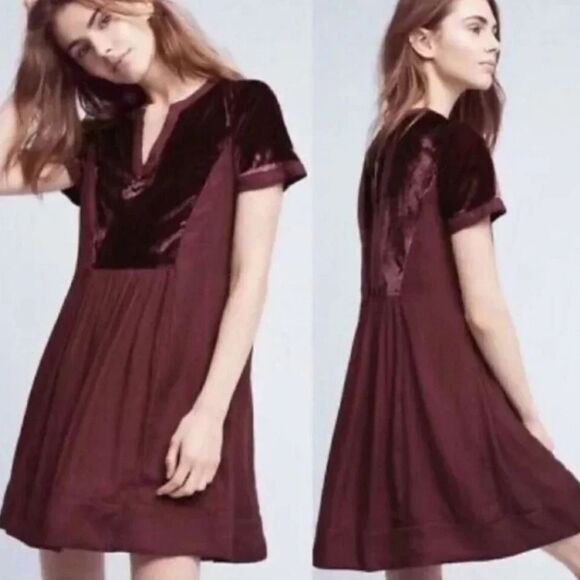 Maeve Dresses & Skirts - Maeve Burgundy Ingrid Tunic Style Velvet Dress. Bohemian. Artsy. Velvet.